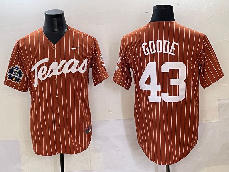 Men 2025 Texas Longhorns #43 Goode Brown stripe Joint Name Nike NCAA Jersey style 15->ncaa teams->NCAA Jersey